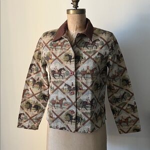 Handmade Vintage Horse Print Equestrian Jacket
